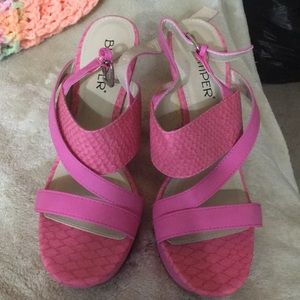Bright pink wedges